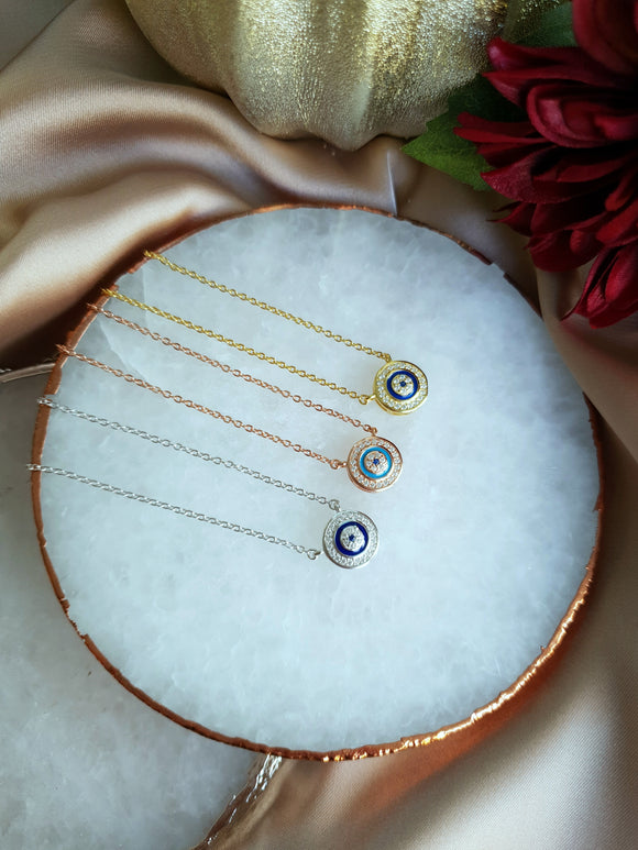 Round Double Evil Eye Necklace (5777489428642)